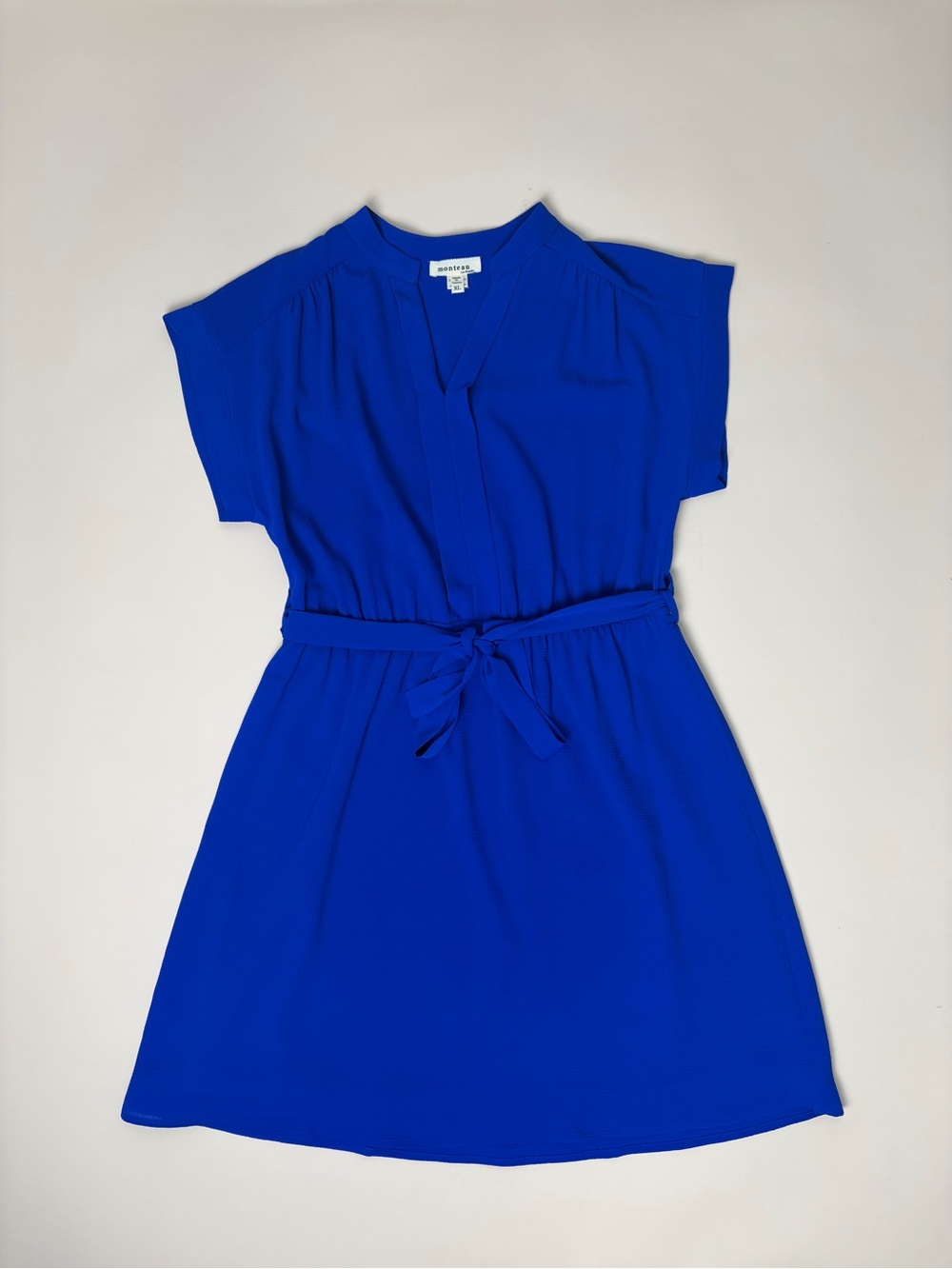 Monteau Los Angeles Royal Blue Belted Shirt Dress Size XL